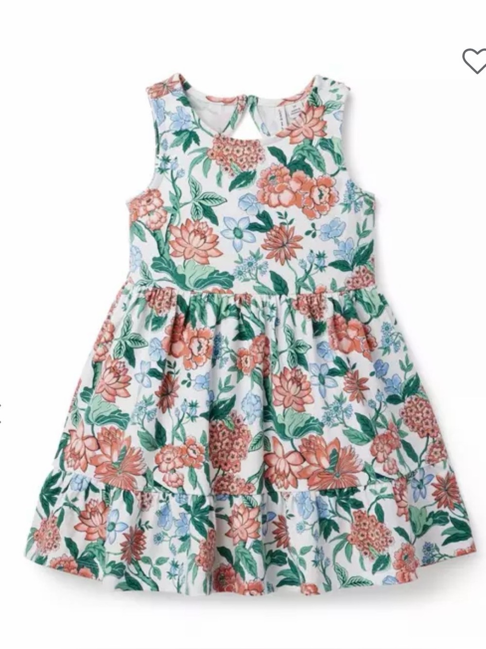 Janie and Jack Girls Floral Sleeveless Dress - Cream with Coral & Green size 7